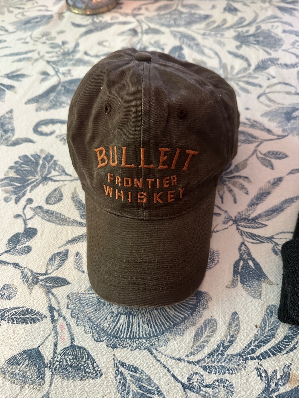 Bulleit Frontier Whiskey Embroidered Baseball Cap - Dark Brown with Orange Logo